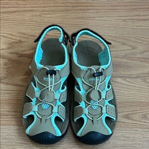EUC GanderMtn Aqua and Tan Women’s size 7 Sport Sandals.